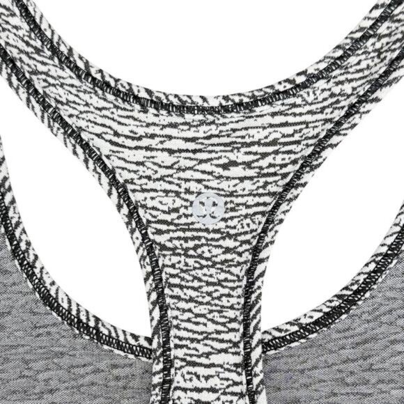 Lululemon Long Distance Tank In Sheer Luon Pebble Jacquard V1 White Black Size 6 - Picture 7 of 8
